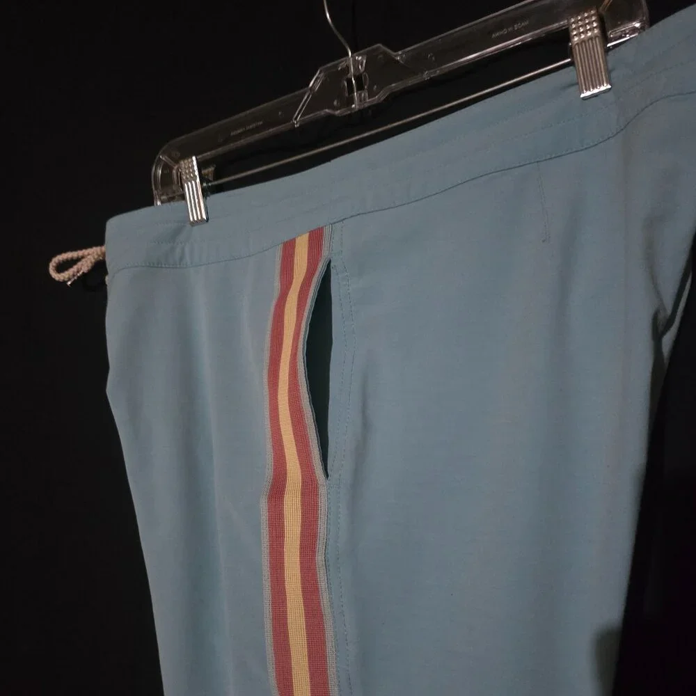 Faherty Men's Biarritz Pocketed Board Shorts - Blue Horizon Stripe - Sz 34*